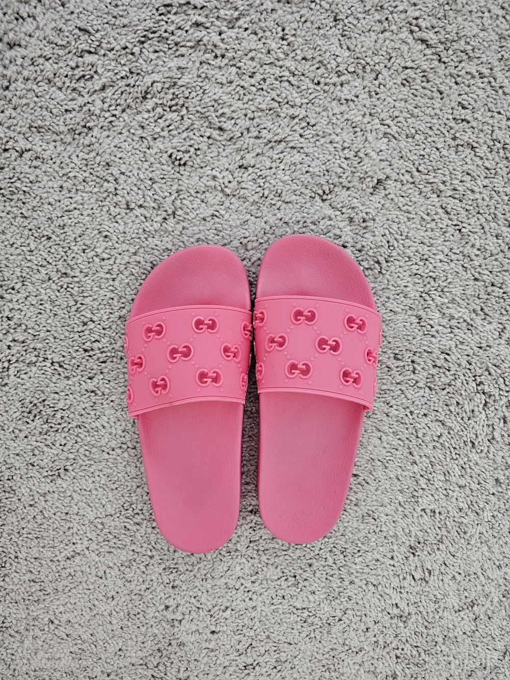 Pink Women's Slide Sandals - Designer Logo Pattern Size 10